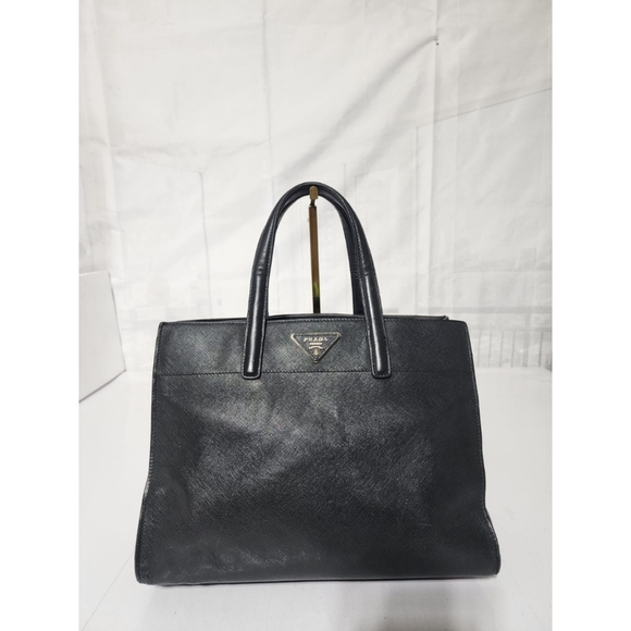 Prada Saffiano Soft Triple Pocket Tote Bag Black - Picture 1 of 16